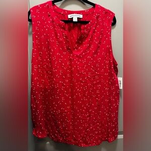 Amazon Essentials Size XL Red/White Viscose Blouse NWT